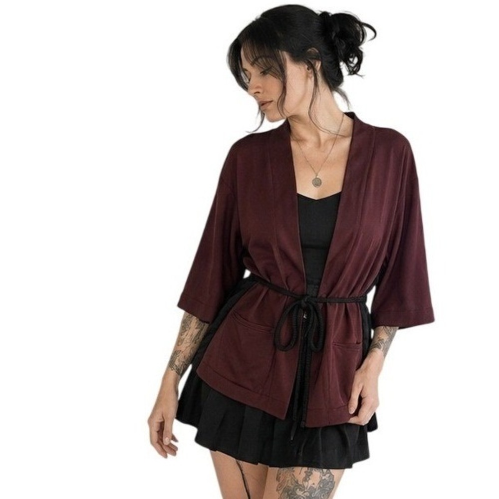 SCOTCH & SODA Amsterdams Blauw Burgundy Kimono Cardigan‎ Jacket Size L